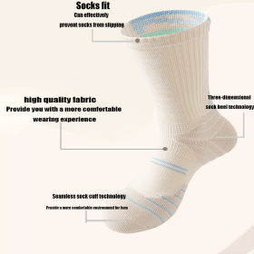 Men Compression Crew Running Socks Athletic Socks With Cushion Work Hiking Basketball Sport Socks Anti-odor And Anti-slip For Running Fitness Hik