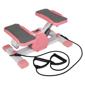 Mini Stepper Stair Stepper With Resistance Bands Quiet Workout Stepper with Digital Timer Max 330.7LBS Load for Home (Option: MiniStepperPink)
