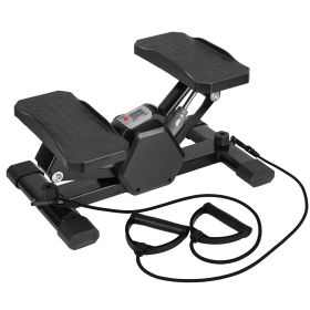 Mini Stepper Stair Stepper With Resistance Bands Quiet Workout Stepper with Digital Timer Max 330.7LBS Load for Home (Option: MiniStepperBlackGrey)