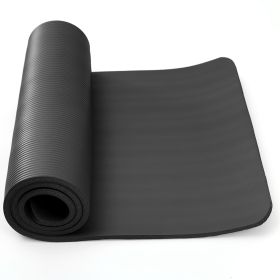 0.6-inch Thick Yoga Mat Anti-Tear High Density NBR Exercise Mat Anti-Slip Fitness Mat for Pilates Workout Cushion w/Carrying Strap Storage Bag (Option: YogaMatBlack)