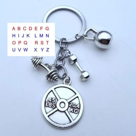 Barbell And Dumbbell Exercise Fitness Letter Keychain (style: V)