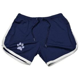 Men Gym Fitness Shorts Bodybuilding sports Jogging shorts Male 2022 Summer Cool Breathable Mesh casual men Shorts Sweatpants (Color: Navy blue white, size: M)