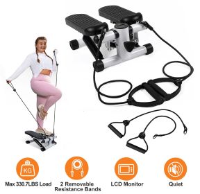Stepper for Exercise Mini Fitness Stepper with 2 Resistance Bands LCD Monitor Max 330.7LBS Load Stair Stepper Quiet Stepper (Color: as Pic)
